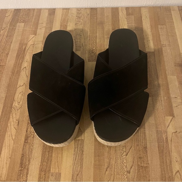 Vince Villaire Black Crisscross Suede Espadrille Slide On Sandals Size 9M - Picture 1 of 6